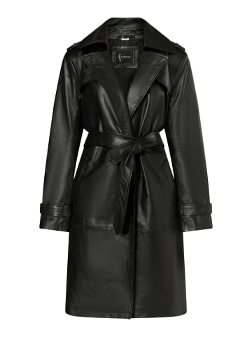 faina Damen Ledermantel in Schwarz