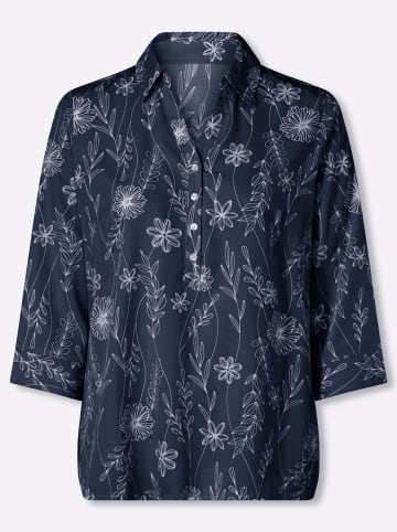 Sieh an! 3/4-Arm-Bluse in marine-ecru-bedruckt