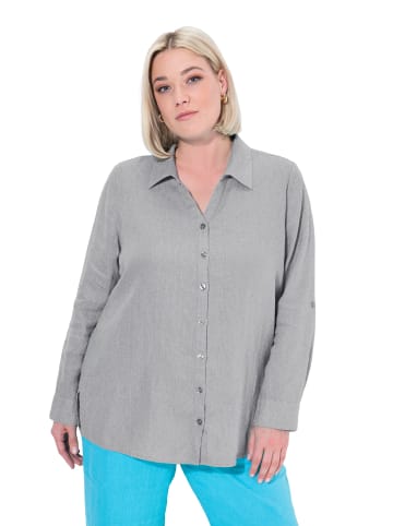 Ulla Popken Hemdbluse in hellgrau mélange