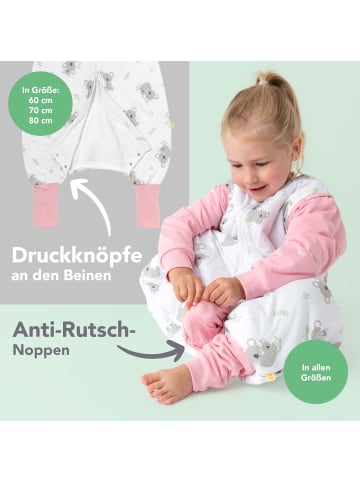 Schlummersack Schlafsack mit Füßen und umklappbaren Bündchen, 3.5 TOG in Rosa-Weiß