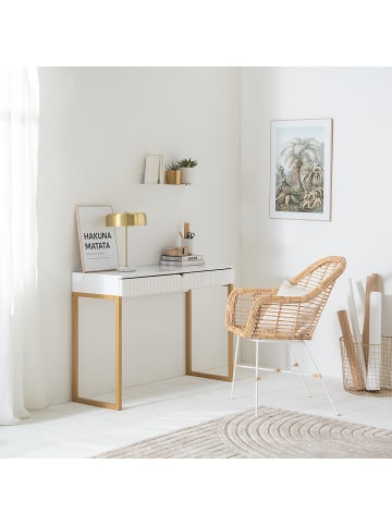 home24 home24 Schreibtisch (1er Set) - Gold - MDF, Spanplatte & Metall - 110.0 x 75.0 x 40.0 cm in Gold