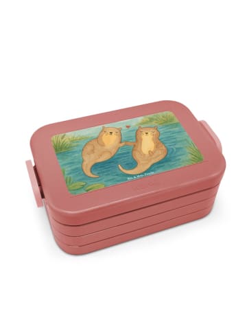 Mr. & Mrs. Panda Bento Box Otter Hände halten Design ohne Spruch in Rot Pastell
