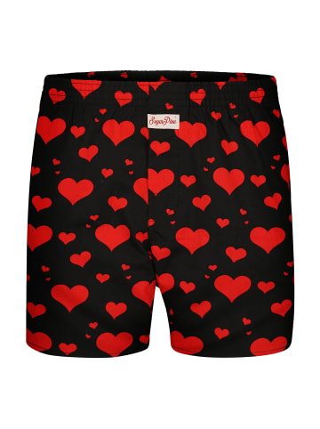 Sugar Pine Boxer Webboxershorts weit Motive Print in Herzen schwarz