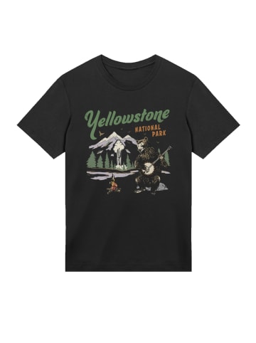 F4NT4STIC T-Shirt US National Parks Yellowstone Bear Playing Banjo in schwarz