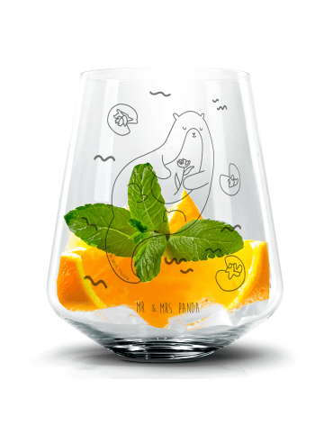 Mr. & Mrs. Panda Longdrinkglas Otter Seerose ohne Spruch in Transparent