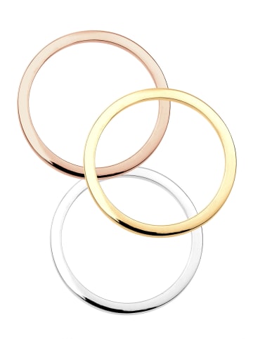 Elli Ring 925 Rosegold Bi Color_Tri Color, Ring Set in Gold