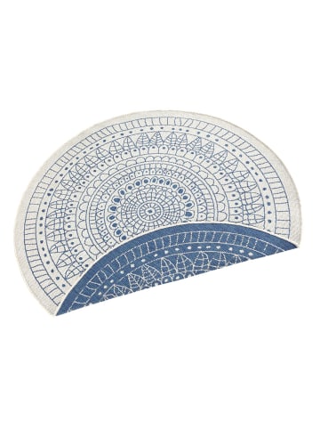 NORTHRUGS Wendeteppich Rund Porto Creme Blau In- & Outdoor
