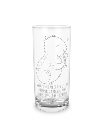 Mr. & Mrs. Panda Blümchentailglas Capybara Wein mit Spruch in Transparent