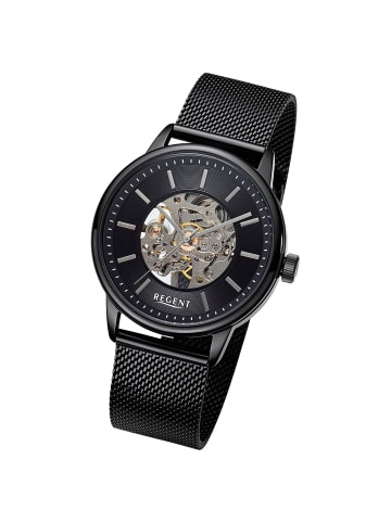 Regent Armbanduhr Regent Metallarmband schwarz extra groß (ca. 40mm)
