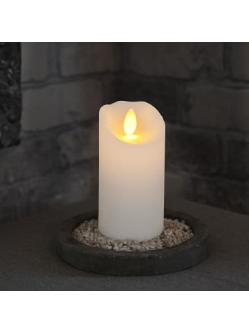 STAR Trading LED Blockkerze ,Glow' mit Batterie und Timer, Echtwachs, weiß, 10cm