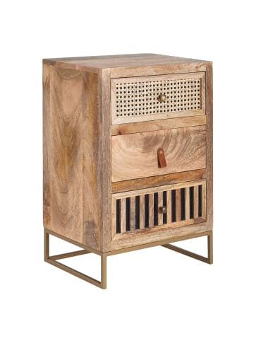 KADIMA DESIGN Nachttisch Massivholz / Metall 40x60x30 cm Nachtschrank