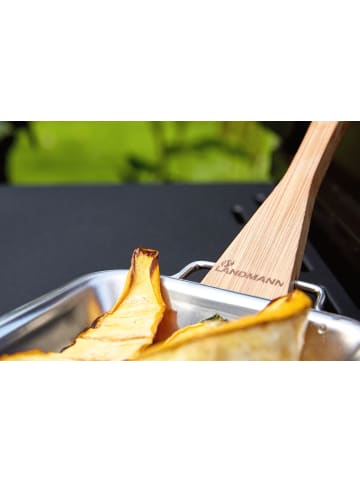 Landmann Grillpfännchen Set 6-tlg. Edelstahl inkl. 4 Bambus-Schabern Silberfarben