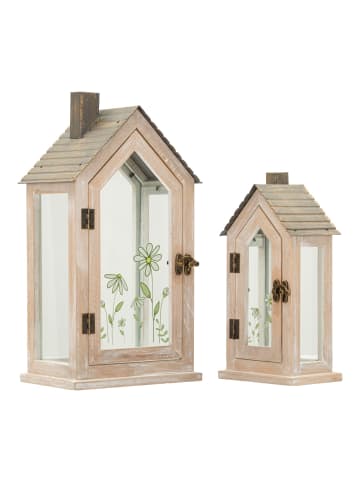 Mauro Ferretti Set aus 2 Holzlaternen 18x13x36 cm - 12,5x8,5x25 cm