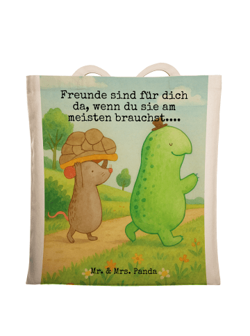 Mr. & Mrs. Panda Stofftasche Schildkröte Maus Design mit Spruch in Weiß