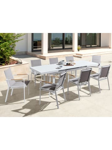 Beliani 9-tlg Gartentisch Set VALCANETTO/BUSSETO in Weiß/Grau/Braun