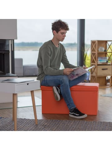 relaxdays Sitzbank Stauraum in Orange - (B)76 x (H)38 x (T)38 cm