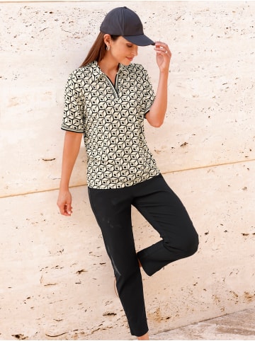 WITT WEIDEN Poloshirt in champagner-schwarz-bedruckt