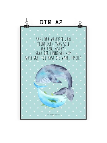 Mr. & Mrs. Panda Bild Walfisch Thunfisch mit Spruch in Türkis Pastell