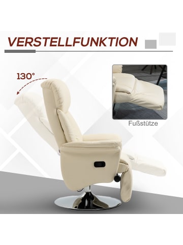 HOMCOM Relaxsessel-80L x 78B x 109H cm-Cremeweiß
