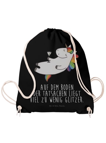 Mr. & Mrs. Panda Turnbeutel Einhorn Blümchentail mit Spruch in Schwarz