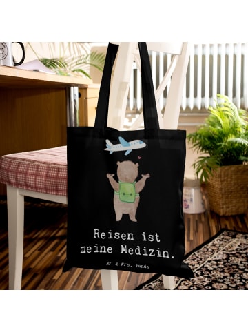Mr. & Mrs. Panda Tote Bag Bär Reisen mit Spruch in Schwarz