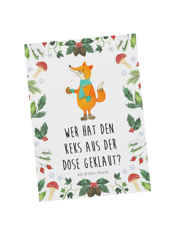 Mr. & Mrs. Panda Postkarte Fuchs Keksdose mit Spruch in Weiß