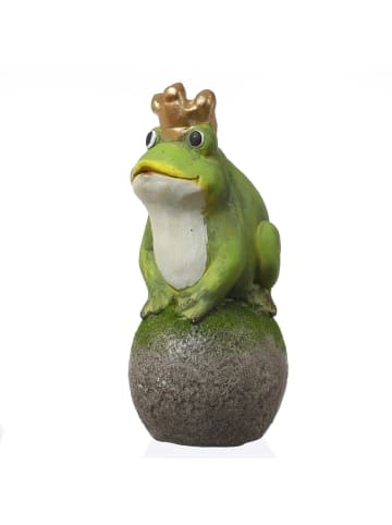 MARELIDA Froschkönig auf Kugel Gartenfigur H: 36cm in grün