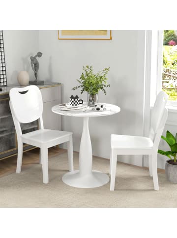 HOMCOM Esstisch-70L x 70B x 74H cm-Weiß