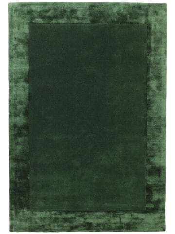 KADIMA DESIGN Teppich Wolle mit Viskose-Mix, Unifarben, Handgefertigt, Robust in Grün