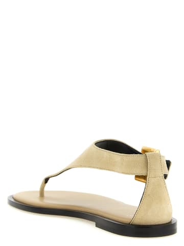 balmain Beige Kalbsleder Flach Sandalen
