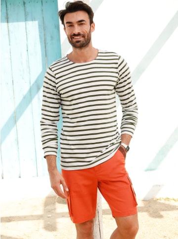 WITT WEIDEN Langarm-Shirt in khaki-ecru-gestreift