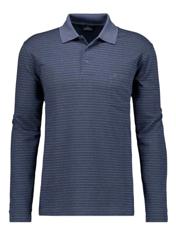 Ragman Softknit-Polo Jacquard, Langarm in Blau
