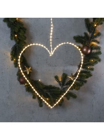 MARELIDA LED Herz Metallherz Hängedeko für Außen beleuchtet D: 38cm in weiß