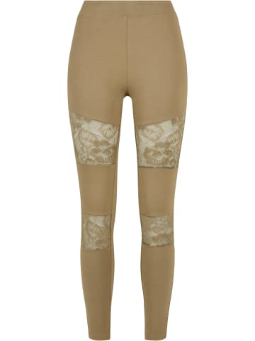 Urban Classics Urban Classics Damen Ladies Laces Inset Leggings in khaki
