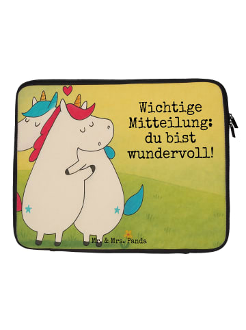 Mr. & Mrs. Panda Laptop Tasche Einhorn Mitteilung Design mit Spruch in Weiß