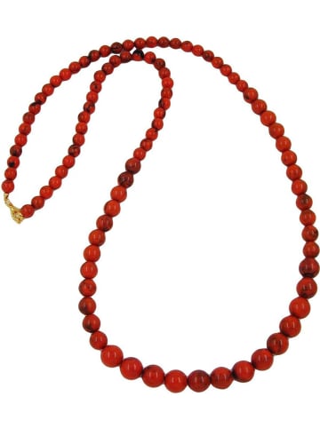 Gallay Kette 8-10-12mm Perlen verlaufend orange-schwarz-marmoriert 80cm in rot