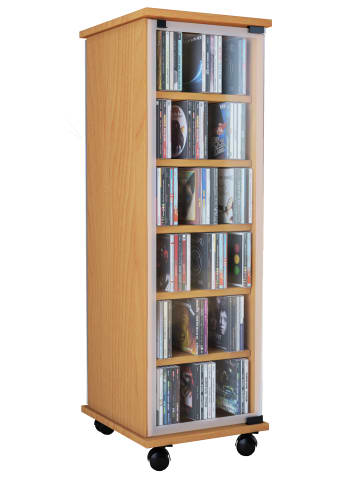 VCM Holz CD DVD Stand Regal Schrank Valenza Glastür in Buche