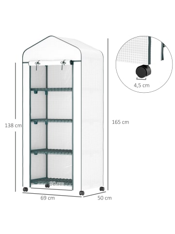 Outsunny Foliengewächshaus 69L x 50B x 165H cm Weiß