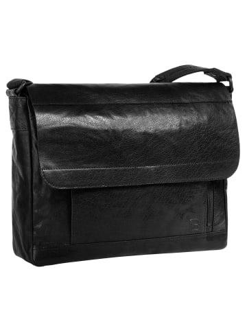 SPIKES & SPARROW Messenger echt Leder in schwarz