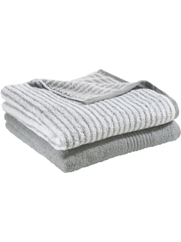 Erwin Müller Frottier Duschtuch 2er-Set Uni/Streifen Konstanz in silber