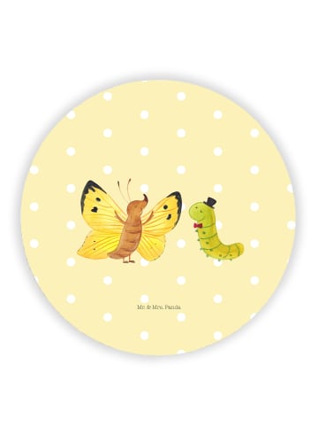 Mr. & Mrs. Panda Rund Magnet Raupe Schmetterling ohne Spruch in Gelb Pastell