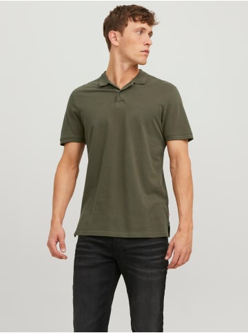 Jack & Jones Einfarbiges Polo Hemd Pique T-Shirt mit Kragen JJEBASIC in Olive