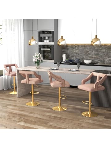 COSTWAY 2er Set Barhocker 46 x 42 x 63-85 cm in Rosa