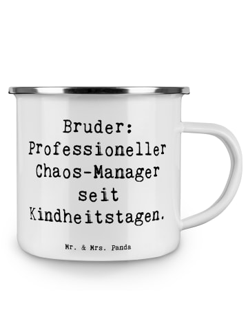 Mr. & Mrs. Panda Becher Spruch Bruder Chaos-Manager mit Spruch in Weiß
