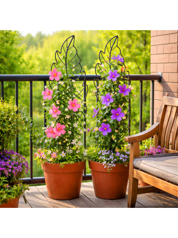 relaxdays 4 x Rankgitter "Blatt" in Braun - (B)30 x (H)100 cm