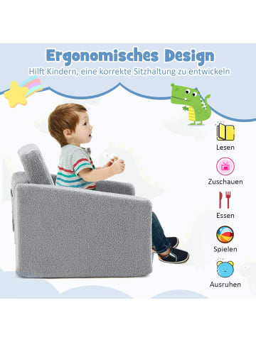 COSTWAY 2 in 1 Kinder Klappsofa in Grau