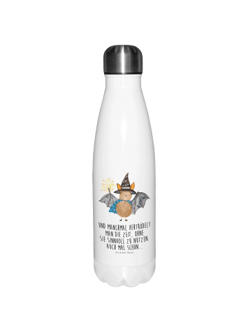 Mr. & Mrs. Panda Thermosflasche Fledermaus Zauberer mit Spruch in Weiß