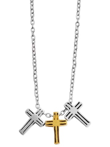 Adeliás Damen Halskette – Ankerkette Kreuz aus Edelstahl 43 cm in silber