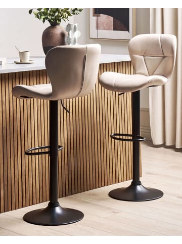Beliani 2-tlg Drehhocker VALETTA in Beige/Schwarz