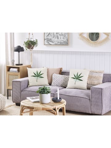 Beliani 2er-Set Dekokissen DAVALLIA in Beige/Blau/Grün